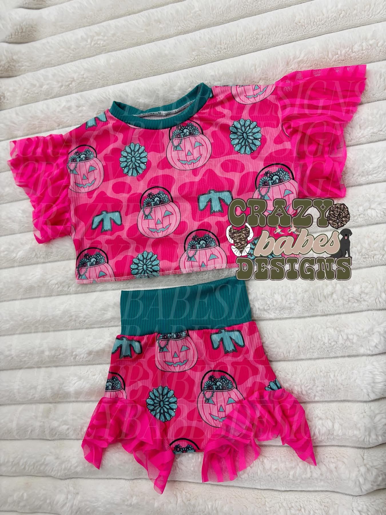 Hot pink pumpkin & turquoise set