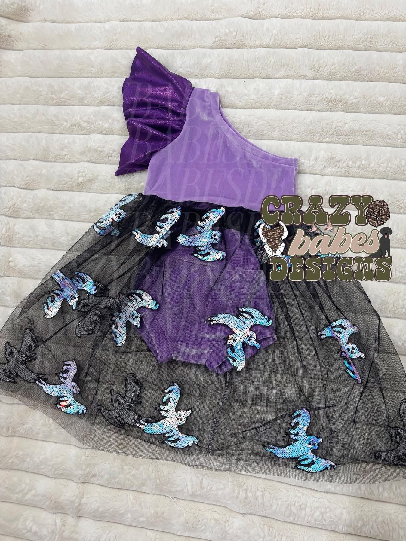 2T purple ghosts Leo & mesh skirt